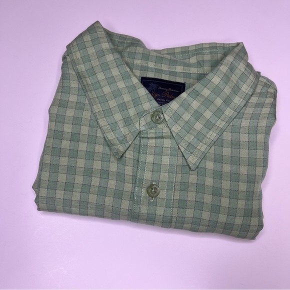 Indigo Palms‎ Tommy Bahama Linen Blend Green Checkered Short Sleeve Button Down - Picture 9 of 11